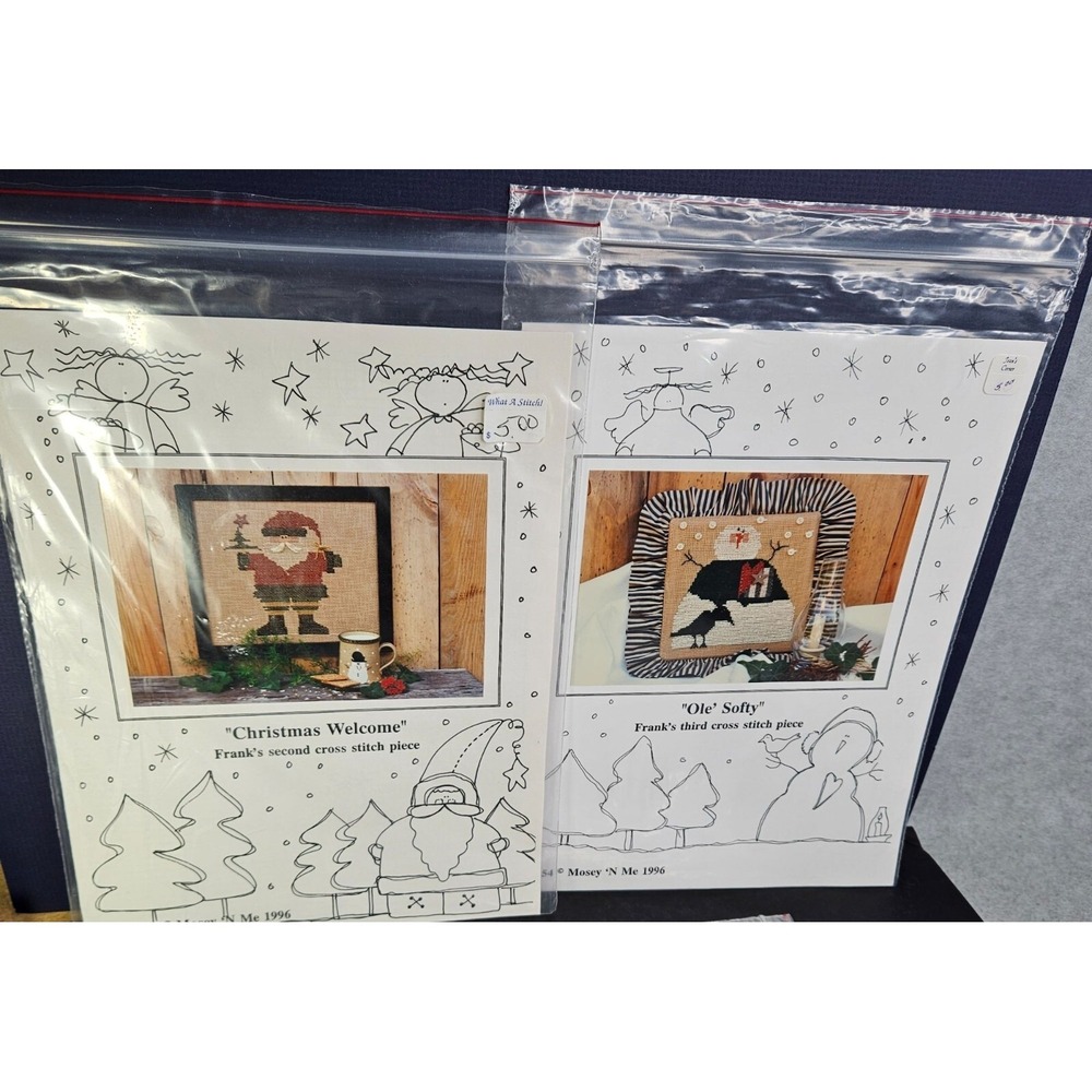 Mosey N Me‎ Santa Claus Xmas Ole Softy Snowman Cross Stitch Patterns Lot of 2